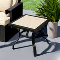 HomeRoots 21 Beige and Ivory Square Ceramic Outdoor Side Table