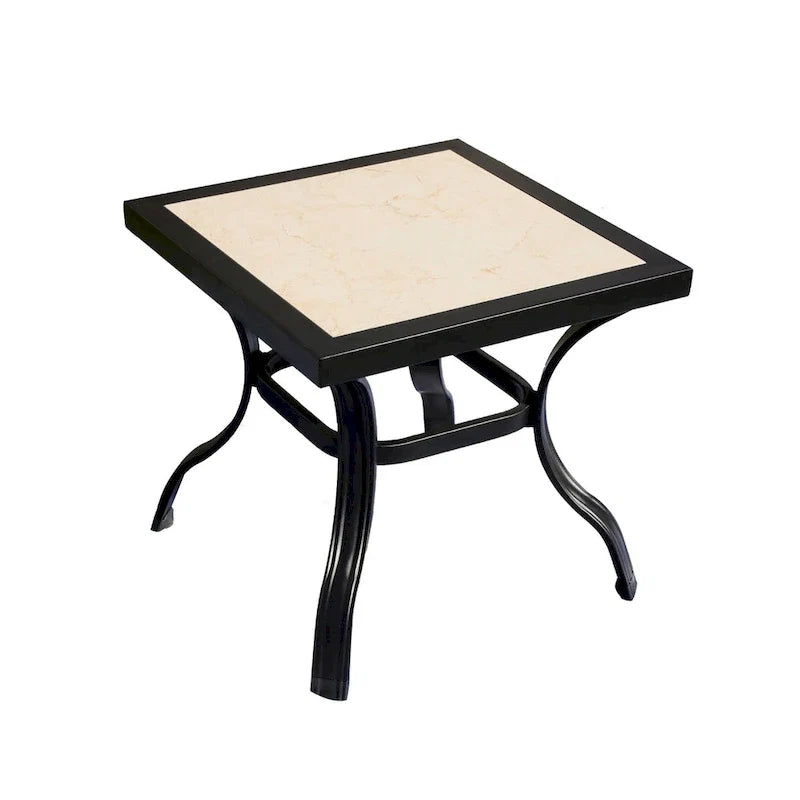 HomeRoots 21 Beige and Ivory Square Ceramic Outdoor Side Table