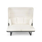 57 Outdoor Patio Daybed Rattan Daybed Outdoor Sunbed with Detachable Pillows for Patio, Backyard and Pool