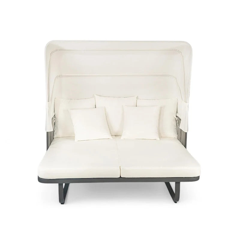57 Outdoor Patio Daybed Rattan Daybed Outdoor Sunbed with Detachable Pillows for Patio, Backyard and Pool