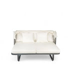 57 Outdoor Patio Daybed Rattan Daybed Outdoor Sunbed with Detachable Pillows for Patio, Backyard and Pool