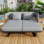57 Outdoor Patio Daybed Rattan Daybed Outdoor Sunbed with Detachable Pillows for Patio, Backyard and Pool
