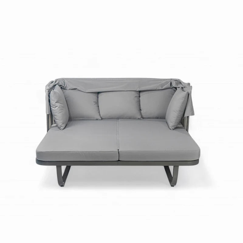 57 Outdoor Patio Daybed Rattan Daybed Outdoor Sunbed with Detachable Pillows for Patio, Backyard and Pool