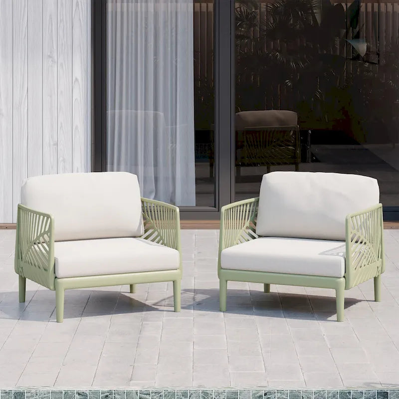 Frond and Form Patio Deep Seating Club Chair with Cushions (Set of 2)