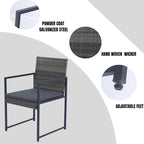 9 Pieces Outdoor Patio Dining Table Set with 4 Rattan Chairs and 4 Ottomans, Removable Cushions, Glass Table Top