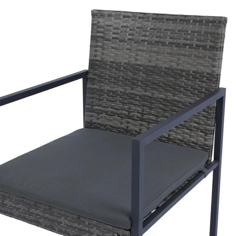 9 Pieces Outdoor Patio Dining Table Set with 4 Rattan Chairs and 4 Ottomans, Removable Cushions, Glass Table Top