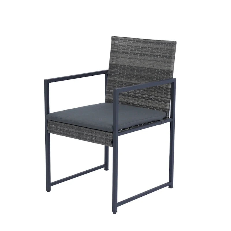 9 Pieces Outdoor Patio Dining Table Set with 4 Rattan Chairs and 4 Ottomans, Removable Cushions, Glass Table Top