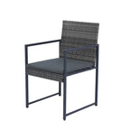 9 Pieces Outdoor Patio Dining Table Set with 4 Rattan Chairs and 4 Ottomans, Removable Cushions, Glass Table Top
