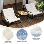 Set of 3 Patio Chaise Lounge Chair with Acacia Side Table