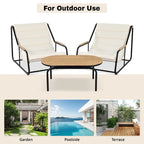 Set of 3 Patio Chaise Lounge Chair with Acacia Side Table