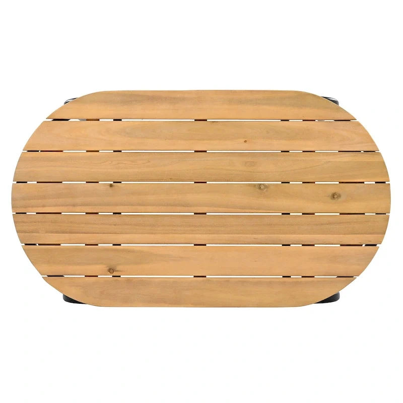 Set of 3 Patio Chaise Lounge Chair with Acacia Side Table