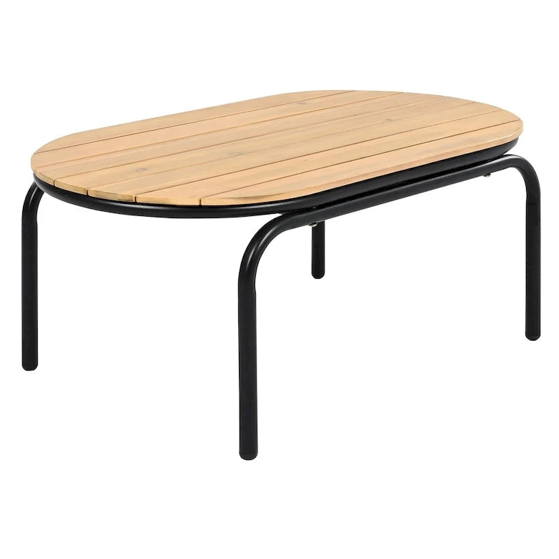 Set of 3 Patio Chaise Lounge Chair with Acacia Side Table