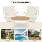 Set of 3 Patio Chaise Lounge Chair with Acacia Side Table