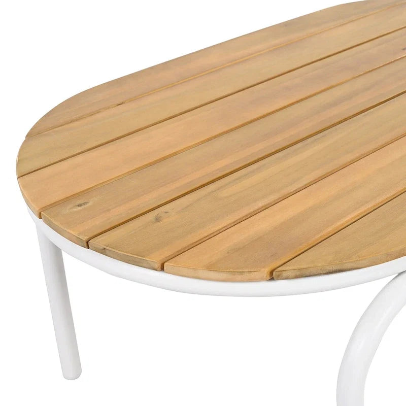Set of 3 Patio Chaise Lounge Chair with Acacia Side Table