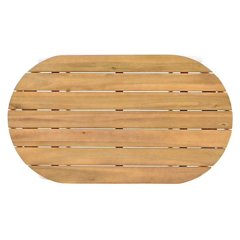 Set of 3 Patio Chaise Lounge Chair with Acacia Side Table