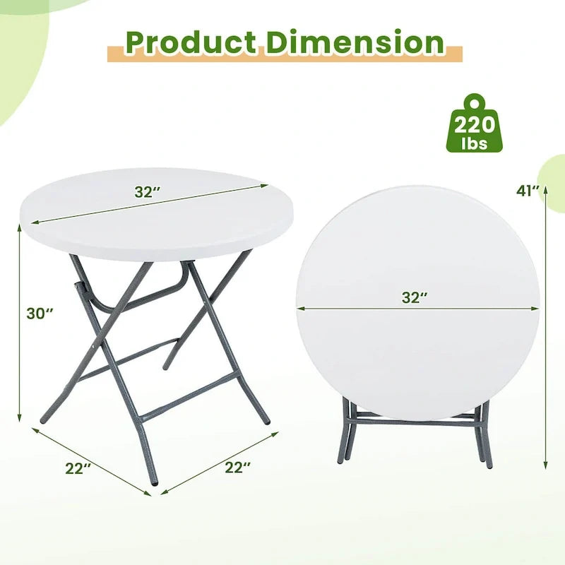 Costway 32 Round Folding Table Lightweight Portable Commercial - See Details