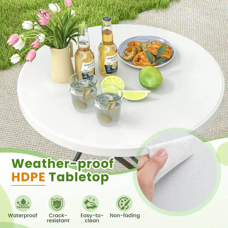 Costway 32 Round Folding Table Lightweight Portable Commercial - See Details