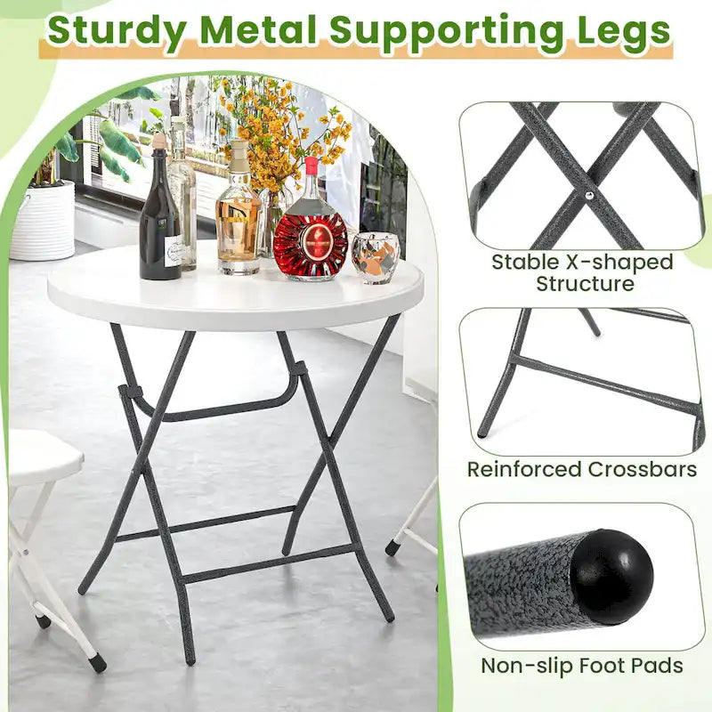 Costway 32 Round Folding Table Lightweight Portable Commercial - See Details
