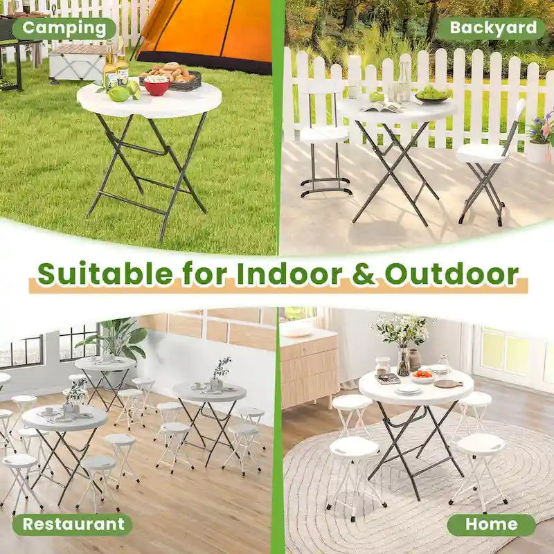 Costway 32 Round Folding Table Lightweight Portable Commercial - See Details