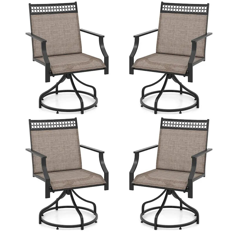 Costway Patio Swivel Dining Chairs Set of 4 with Quick-Drying Fabric - 4 PCS