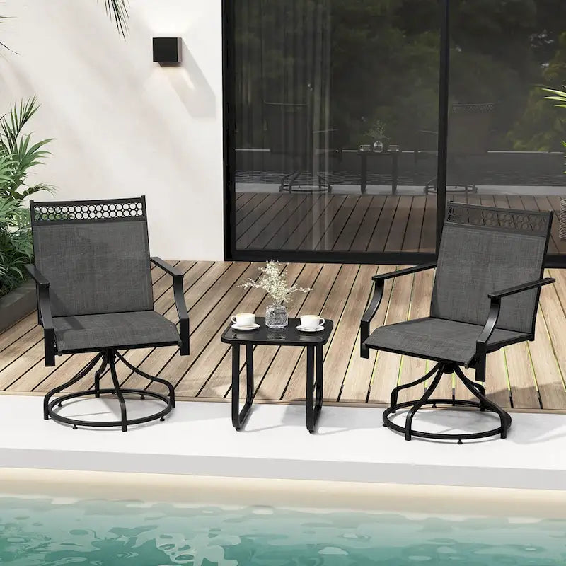 Costway Patio Swivel Dining Chairs Set of 4 with Quick-Drying Fabric - 4 PCS
