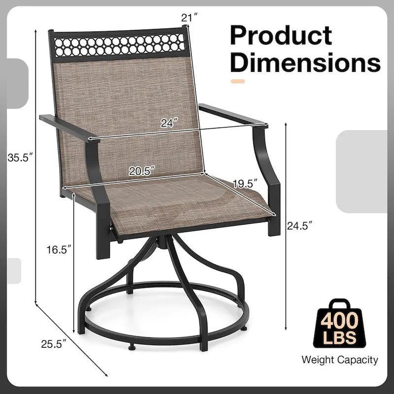 Costway Patio Swivel Dining Chairs Set of 4 with Quick-Drying Fabric - 4 PCS