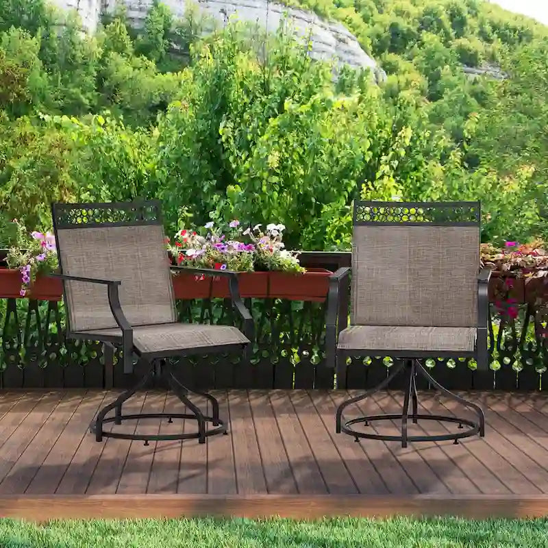 Costway Patio Swivel Dining Chairs Set of 4 with Quick-Drying Fabric - 4 PCS