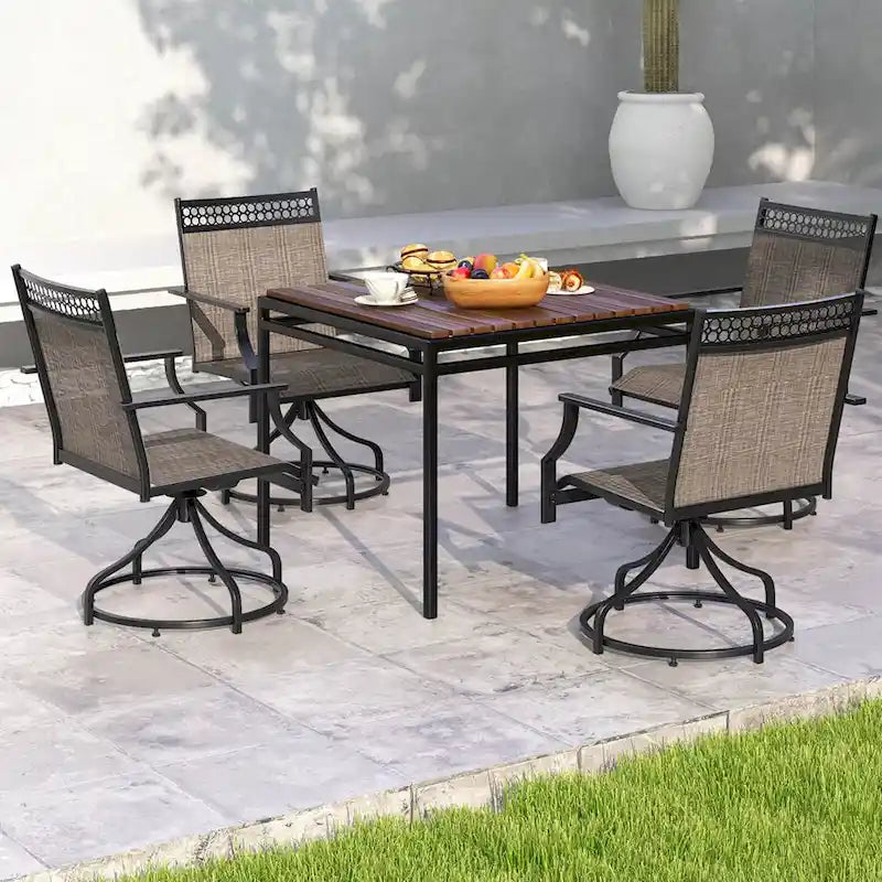 Costway Patio Swivel Dining Chairs Set of 4 with Quick-Drying Fabric - 4 PCS