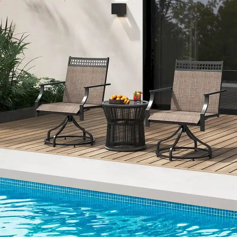 Costway Patio Swivel Dining Chairs Set of 4 with Quick-Drying Fabric - 4 PCS