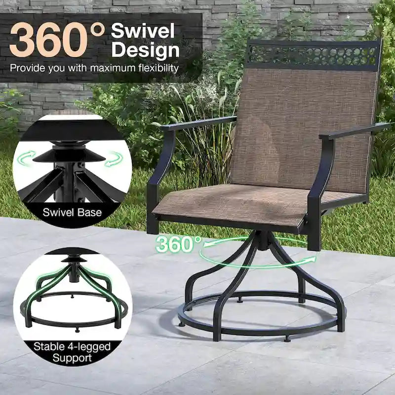 Costway Patio Swivel Dining Chairs Set of 4 with Quick-Drying Fabric - 4 PCS