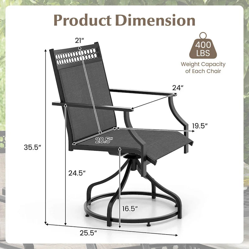 Costway Patio Swivel Dining Chairs Set of 4 with Quick-Drying Fabric - 4 PCS