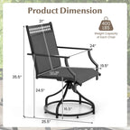 Costway Patio Swivel Dining Chairs Set of 4 with Quick-Drying Fabric - 4 PCS