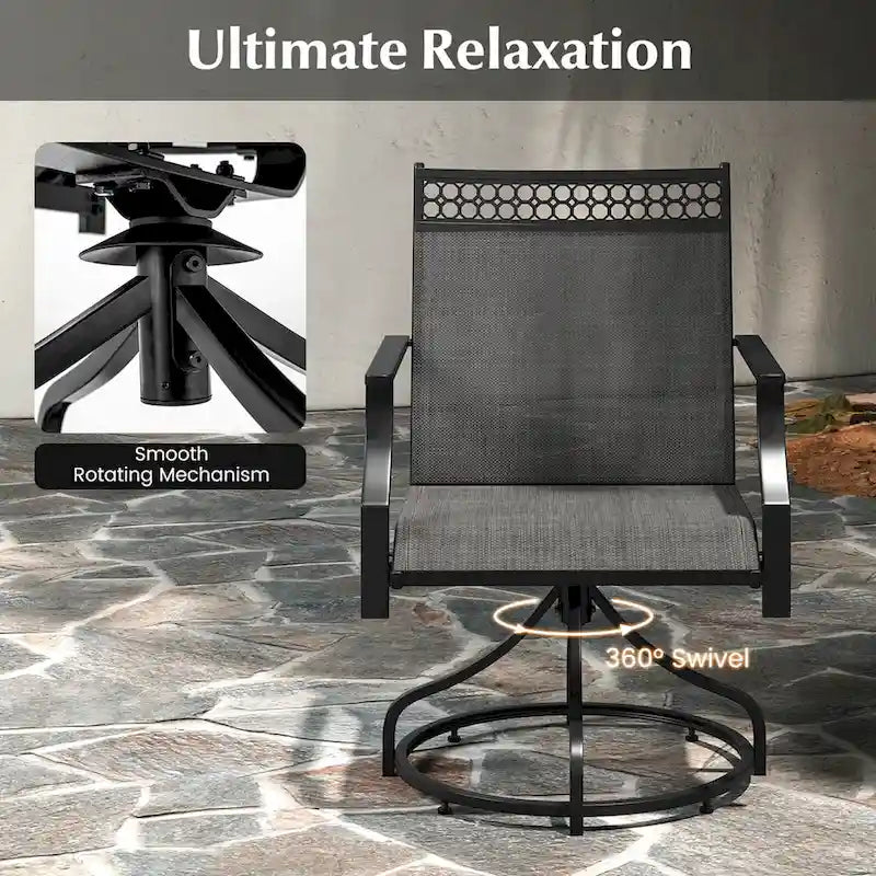 Costway Patio Swivel Dining Chairs Set of 4 with Quick-Drying Fabric - 4 PCS