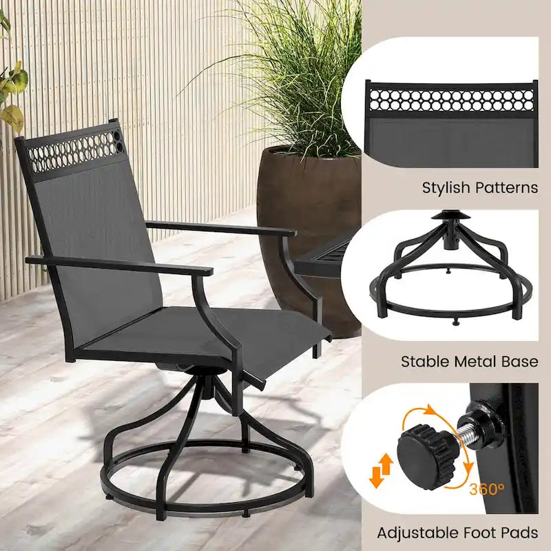 Costway Patio Swivel Dining Chairs Set of 4 with Quick-Drying Fabric - 4 PCS