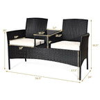 Costway Patio Rattan Conversation Set Seat Sofa Cushioned Loveseat - See Details