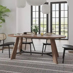 WESOME 70.86 Rustic Wood Oval Dining Table with Tapered Legs - 70.86D x 31.5W x 29.53H