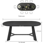 WESOME 70.86 Rustic Wood Oval Dining Table with Tapered Legs - 70.86D x 31.5W x 29.53H