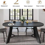 WESOME 70.86 Rustic Wood Oval Dining Table with Tapered Legs - 70.86D x 31.5W x 29.53H