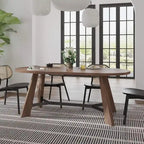WESOME 70.86 Rustic Wood Oval Dining Table with Tapered Legs - 70.86D x 31.5W x 29.53H