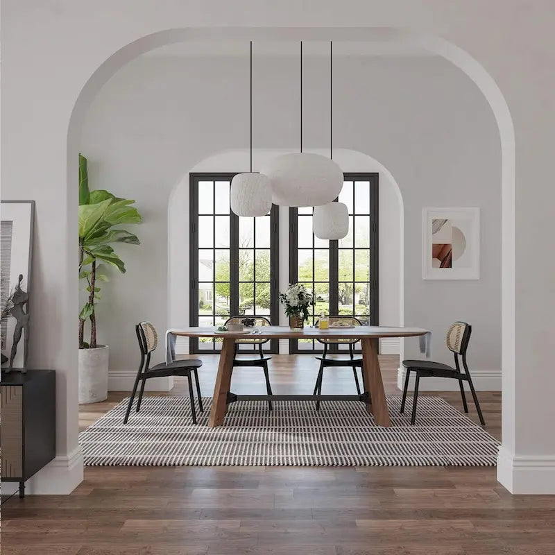 WESOME 70.86 Rustic Wood Oval Dining Table with Tapered Legs - 70.86D x 31.5W x 29.53H
