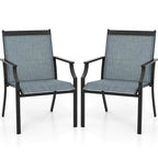 Gymax Set of 2 Patio Dining Chairs Outdoor Armchairs w/ Sturdy Metal