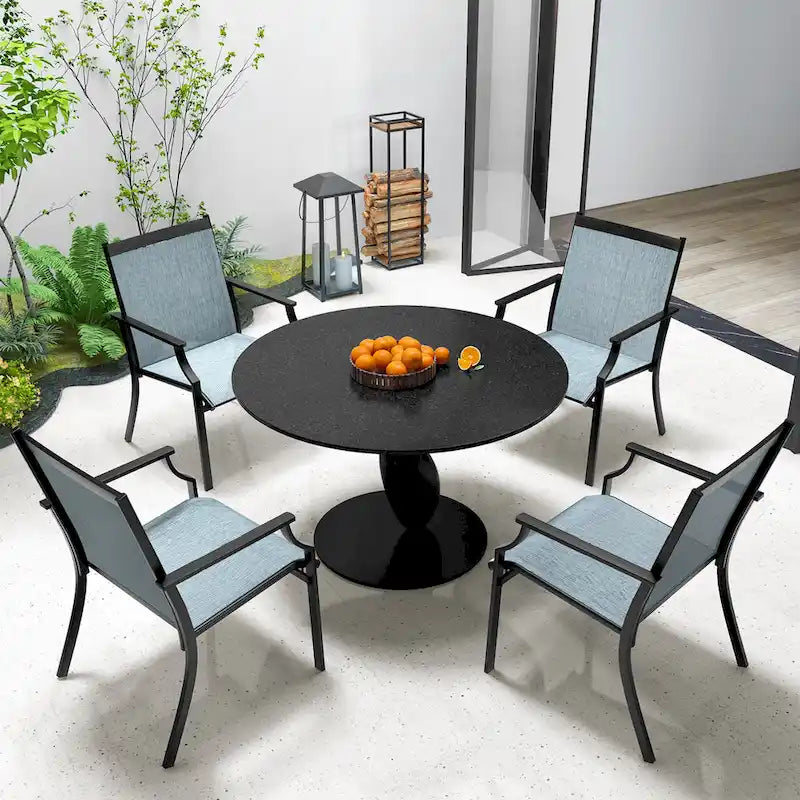 Gymax Set of 2 Patio Dining Chairs Outdoor Armchairs w/ Sturdy Metal