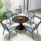 Gymax Set of 2 Patio Dining Chairs Outdoor Armchairs w/ Sturdy Metal