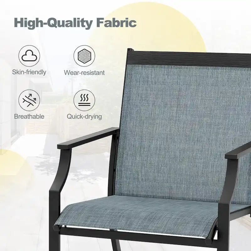 Gymax Set of 2 Patio Dining Chairs Outdoor Armchairs w/ Sturdy Metal