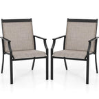 Gymax Set of 2 Patio Dining Chairs Outdoor Armchairs w/ Sturdy Metal