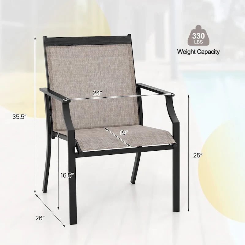 Gymax Set of 2 Patio Dining Chairs Outdoor Armchairs w/ Sturdy Metal
