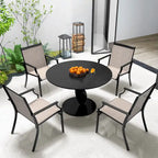 Gymax Set of 2 Patio Dining Chairs Outdoor Armchairs w/ Sturdy Metal