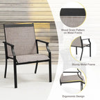 Gymax Set of 2 Patio Dining Chairs Outdoor Armchairs w/ Sturdy Metal