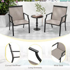 Gymax Set of 2 Patio Dining Chairs Outdoor Armchairs w/ Sturdy Metal