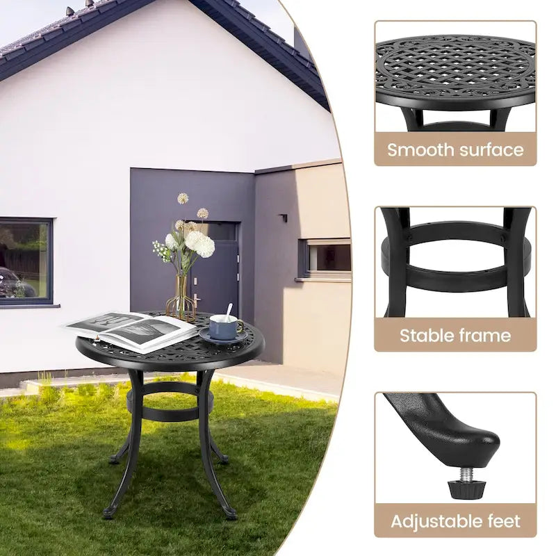 23.22 Round Cast Aluminum Outdoor Bistro TableMosaic Outdoor Round Side Table